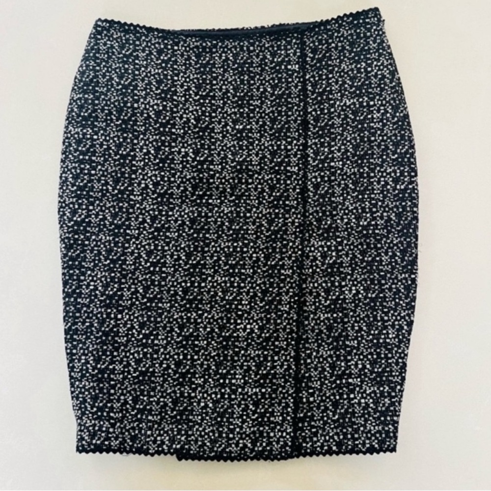 Leon Max Black Herringbone Front Slit Mini Pencil Skirt 6